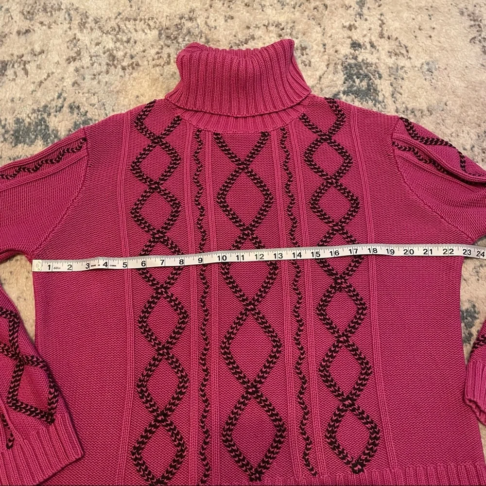 Ann Trinity | Purple & Navy Blue Turtleneck Sweater Cable Knit Diamond Size XL - Picture 5 of 11